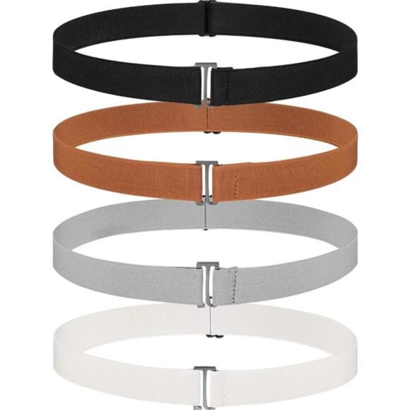 Women No Show Invisible Belt Elastic Stretch Waist Belt with Flat Buckle - Picture 1 of 7